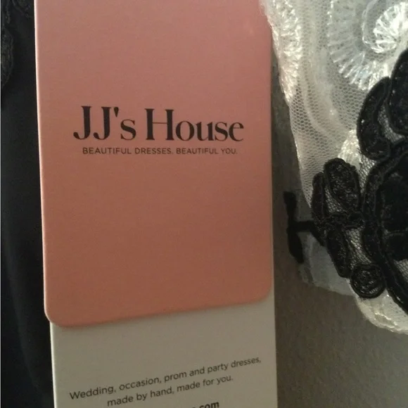 JJs House Black and White Gown with Bateau Neckline - Picture 8 of 14